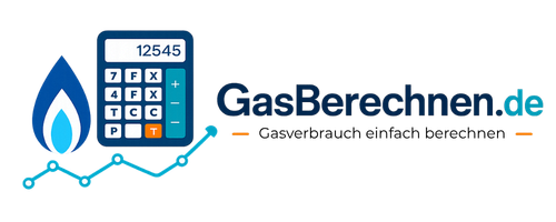 Logo von GasBerechnen.de mit Gasflamme und Rechner